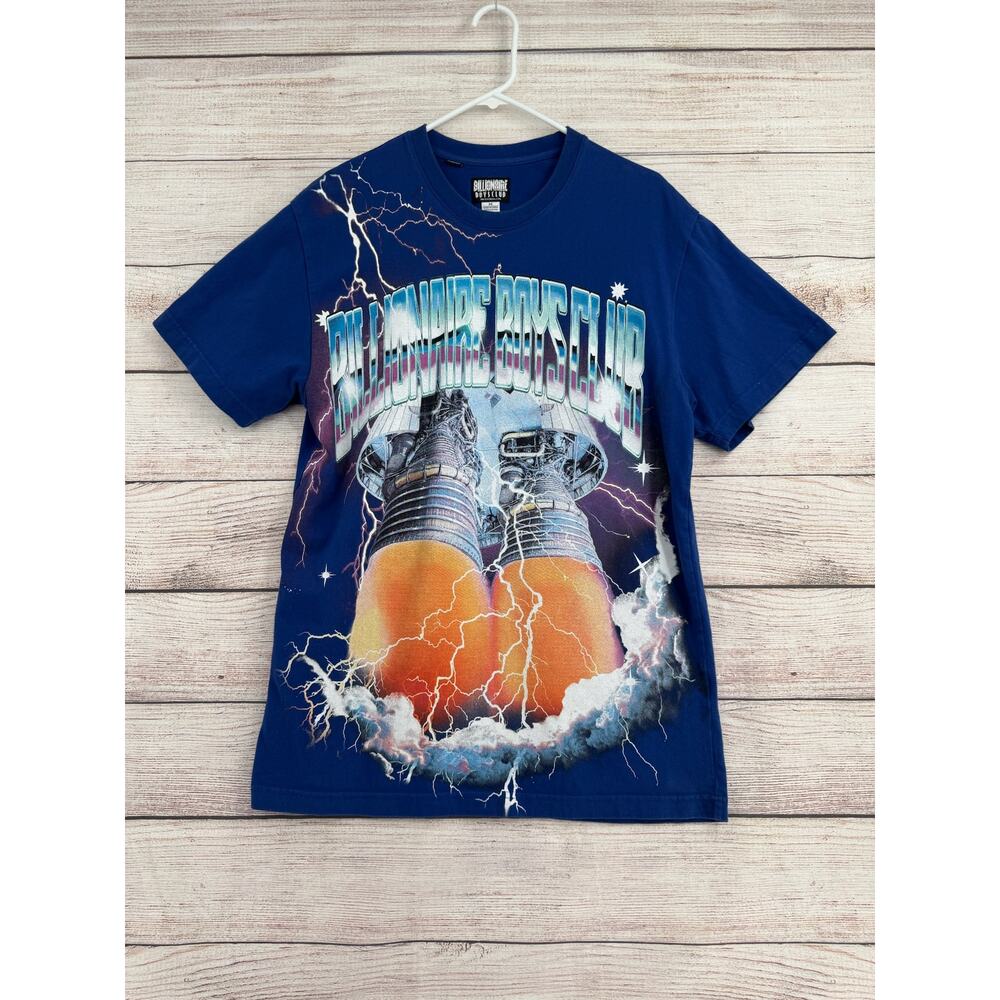 Billionaire Boys Club BB Thrusters Lightning T-Shirt Mens Medium Blue Oversized